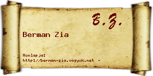 Berman Zia névjegykártya